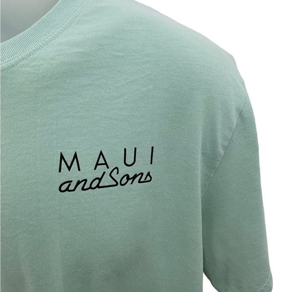 MAUI and SONS Logo Green Hawaiian Tee Shirt Men L Large - Picture 3 of 6